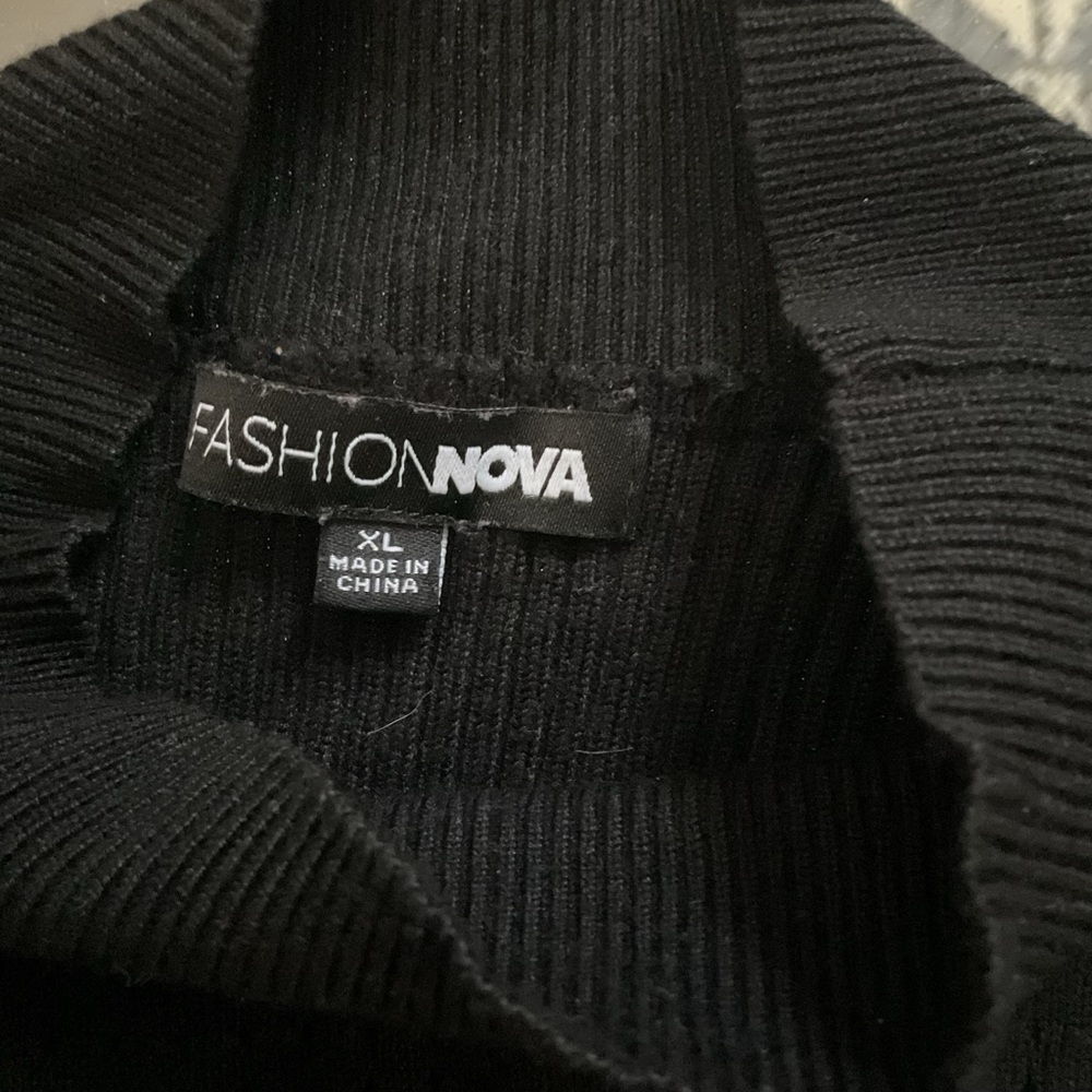 Fashion Nova Black Ribbed Knit Top